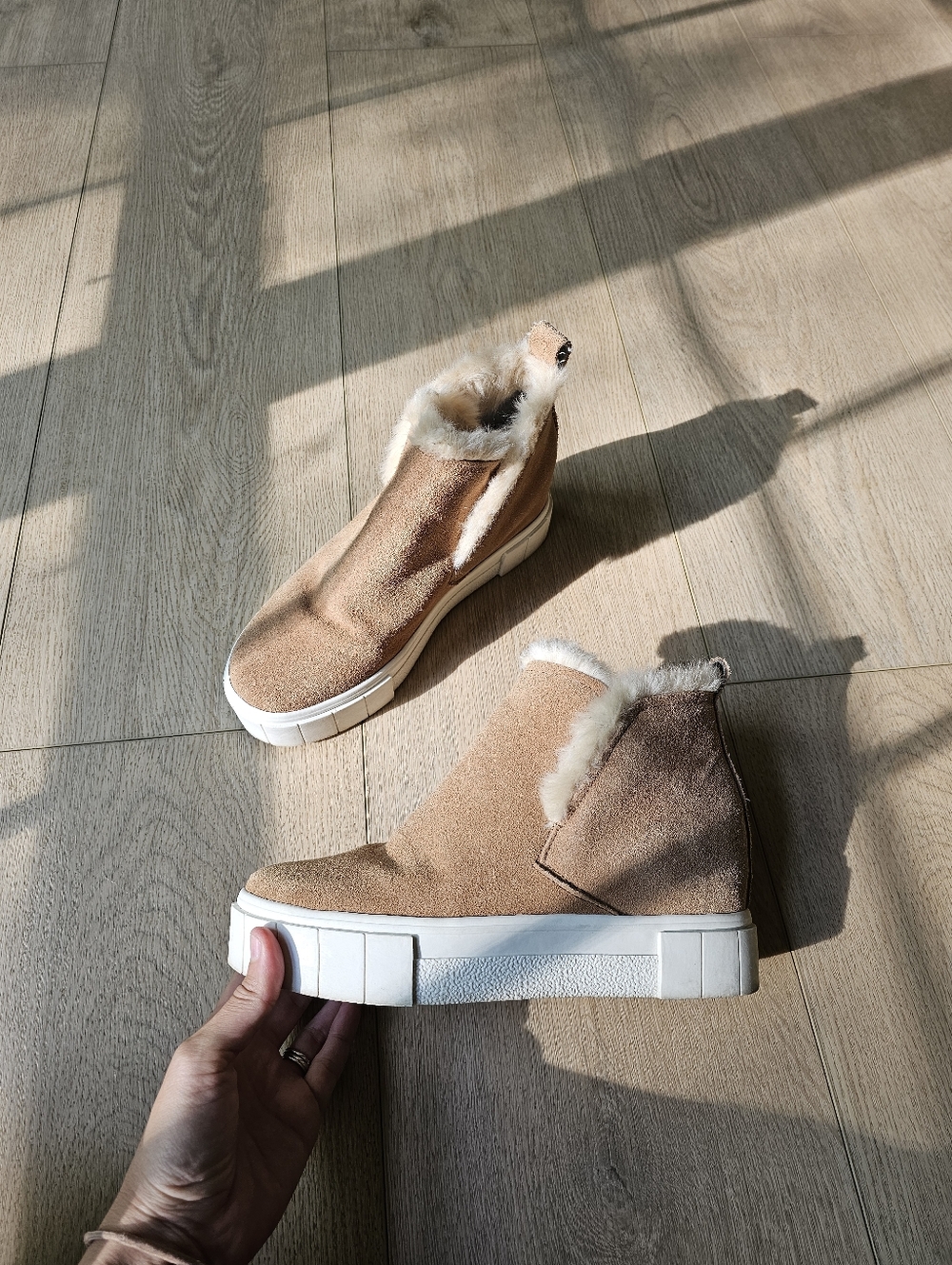 Dolce Vita Zali Suede Fur lined Sneaker Booties - Picture 6 of 12